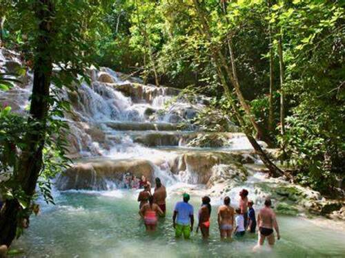 Jamaica Ocho Rios Blue Hole, Dunn's River Falls, Lunch and Cocktails at Reggae Hill Tour Booking