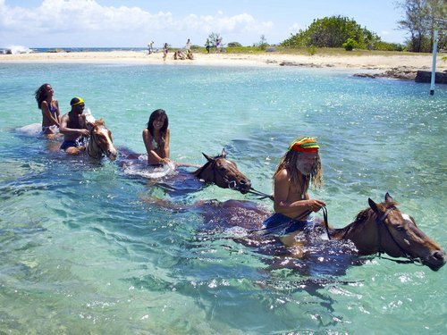 Falmouth  Jamaica horse riding through water Excursion