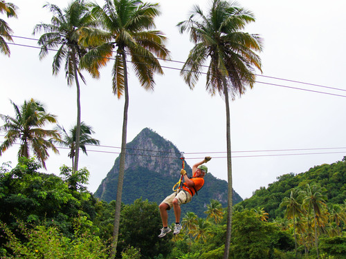 St. Lucia Catamaran Cruise and Zip Line Adventure Excursion