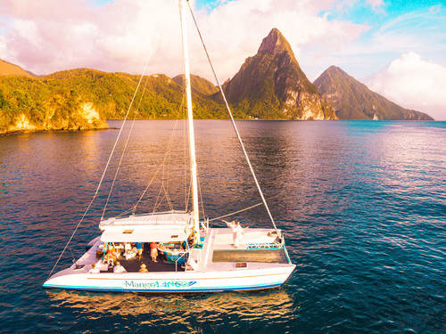 St. Lucia Catamaran Cruise and Zip Line Adventure Excursion